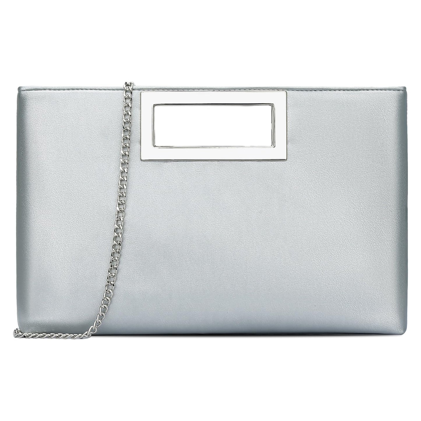 KKXIU Clutch Purse for Women Vegan Leather Evening Bag Formal Handbag for Wedding Party Prom Bridal (Silver)