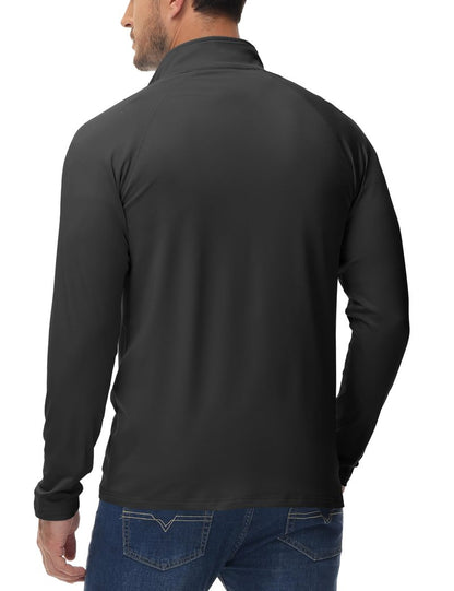 MAGCOMSEN Men's Quarter Zip Sweatshirt Thermal Lightweight Long Sleeve Fleece Lined Sweatshirts Golf Half Zip Pullover Black,L