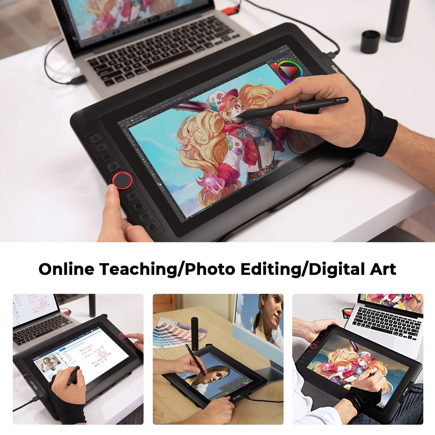 XPPen Drawing Tablet with Screen Full-Laminated Graphics Drawing Monitor Artist13.3 Pro Graphics Tablet with Adjustable Stand and 8 Shortcut Keys (8192 Levels Pen Pressure, 123% sRGB)