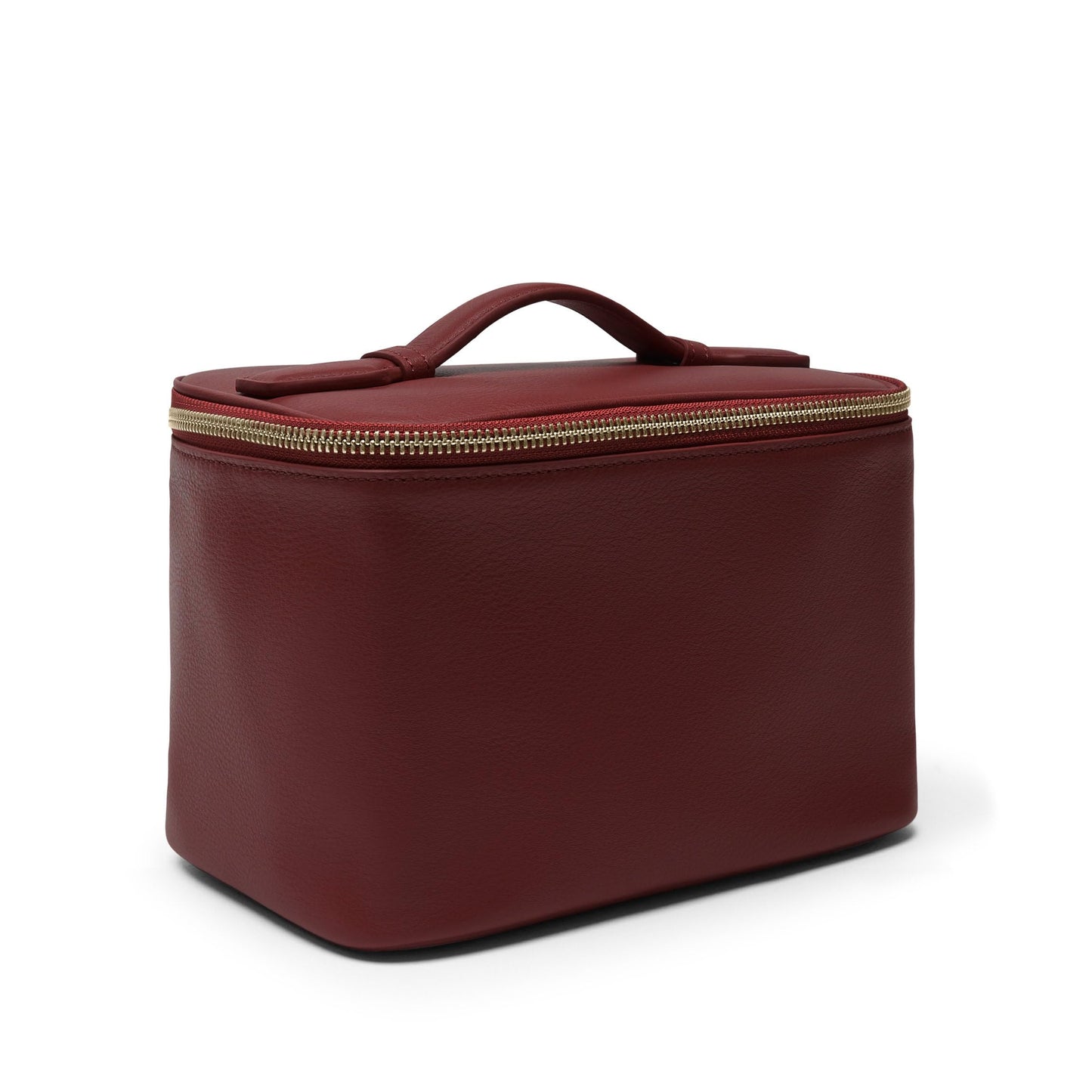 Leatherology Bordeaux Small Train Case – Full-Grain Leather Travel Cosmetic Bag with Water-Resistant Lining, Zippered & Open Pockets, Compact Beauty Organizer
