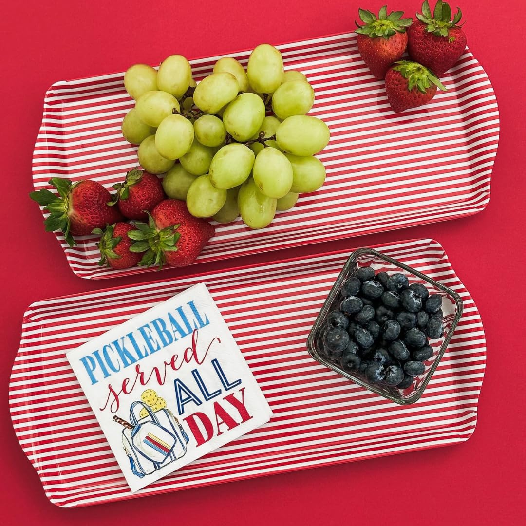 Sprinkles & Confetti Red Stripe Melamine Cookie Tray BPA-Free, Break-Resistant, Lightweight Platter for Cookies, Desserts & Snacks - Perfect for 4th of July Parties, BBQs & Picnics