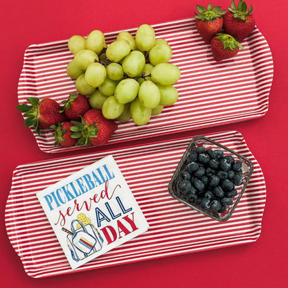 Sprinkles & Confetti Red Stripe Melamine Cookie Tray BPA-Free, Break-Resistant, Lightweight Platter for Cookies, Desserts & Snacks - Perfect for 4th of July Parties, BBQs & Picnics