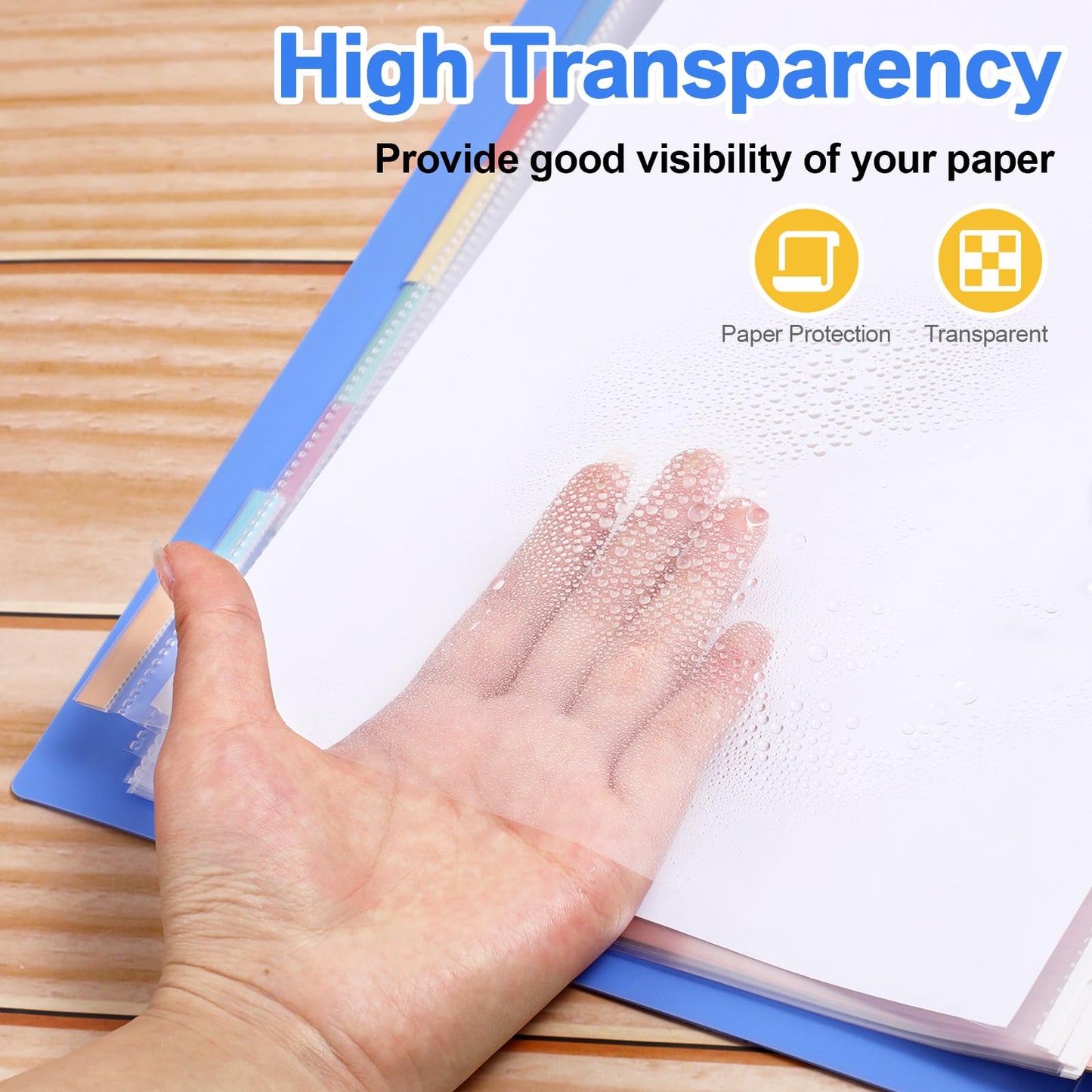 ReliThick 6 Set of 48 Pack Clear Sheet Protectors for 3 Ring Binder with 8 Tab Divider, Letter Size 8.5 x 11 Inch Plastic Sleeves Page Protector for Documents Photos School Office Home Organization