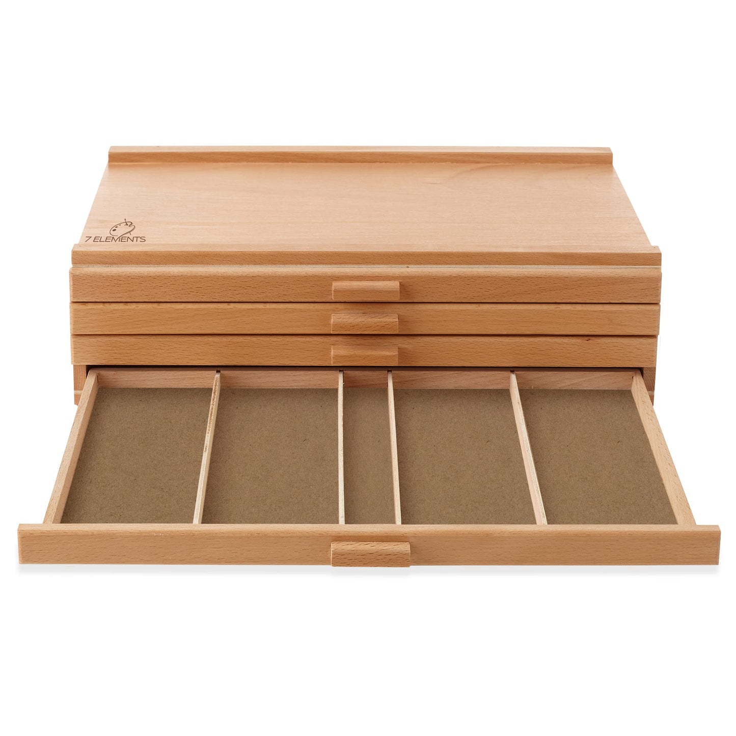 7 Elements 4 Drawer Wooden Artist Storage Supply Box for Pastels, Pencils, Pens, Markers, Brushes and Tools