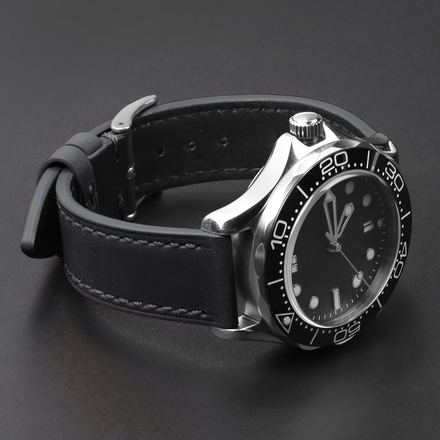 JUNGHELE leather watch bands for men and women, Quick Release leather watch strap with Silver Buckle watch leather strap,Black 18mm watch band WBG0219