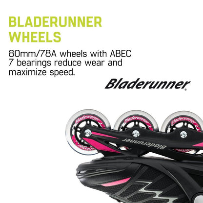 Bladerunner by Rollerblade Advantage Pro XT Women's Adult Fitness Inline Skate, Black/Pink, US 8