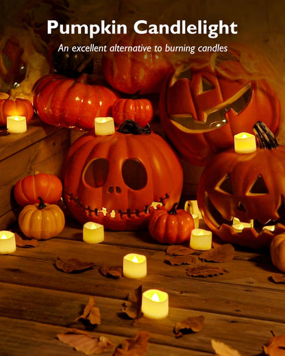 Homemory 24Pcs Flickering Flameless Candle Battery Operated, 200+Hours Fake Electric LED Tea Lights for Votive, Centerpiece Table Decorations, Wedding, Aniversary, Halloween, Christmas