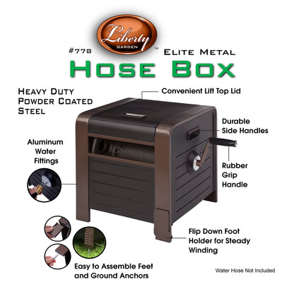 Liberty Garden 778 200' Hose Storage Box, Bronze, 23 x 16.9 x 18.15 inches