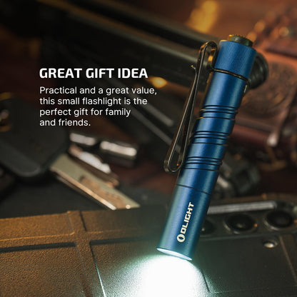 OLIGHT I3T 2 EOS Pocket EDC Flashlight, 200 Lumens Compact Bright Handheld Tactical Flash Lights, Dual-Output Tail Switch with AAA Battery and Two-Way Pocket Clip for Camping,Hiking (Midnight Blue)