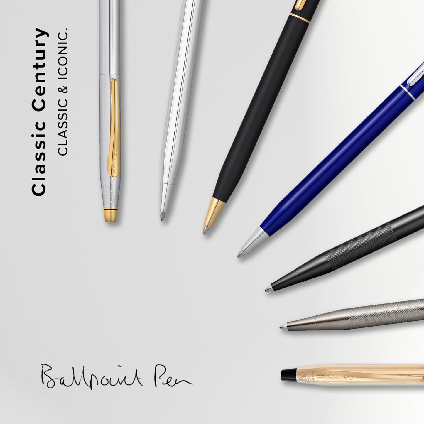 Cross Classic Century Lustrous Chrome Ballpoint Pen - Refillable Pen for Effortless Writing - Black Ink - Durable Construction - Premier Distinctive Look - Gift-Ready