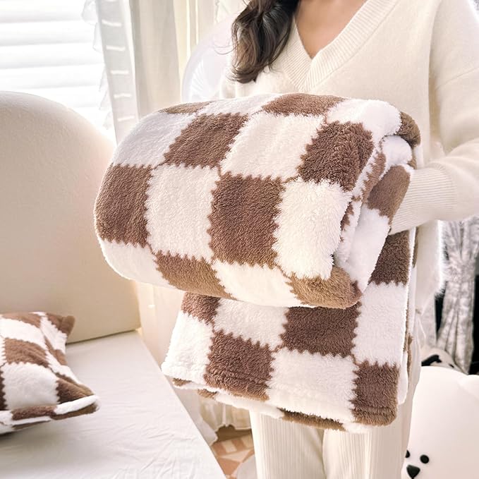 Ultra Soft Jacquard Shaggy Fleece Throw Blanket, Lightweight Warm and Plush, Cozy Couch and Travel Blanket, Multiple Colors and Sizes, Year Round Comfort