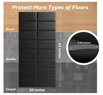 Treadmill Mat for Carpet Floors, 63"×30", 0.2" Thick Walking Pad Mat for Hardwood Floors Protection, Non-Slip, Shock Absorption, Heavy Duty Exercise Equipment Mats for Home Gym Workout