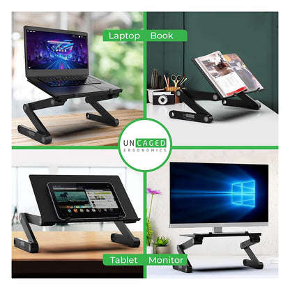 WorkEZ Adjustable Laptop Stand for Desk, Adjustable Height Laptop Stand, Ergonomic Foldable Portable PC Holder, Computer Riser, Home Office Supplies