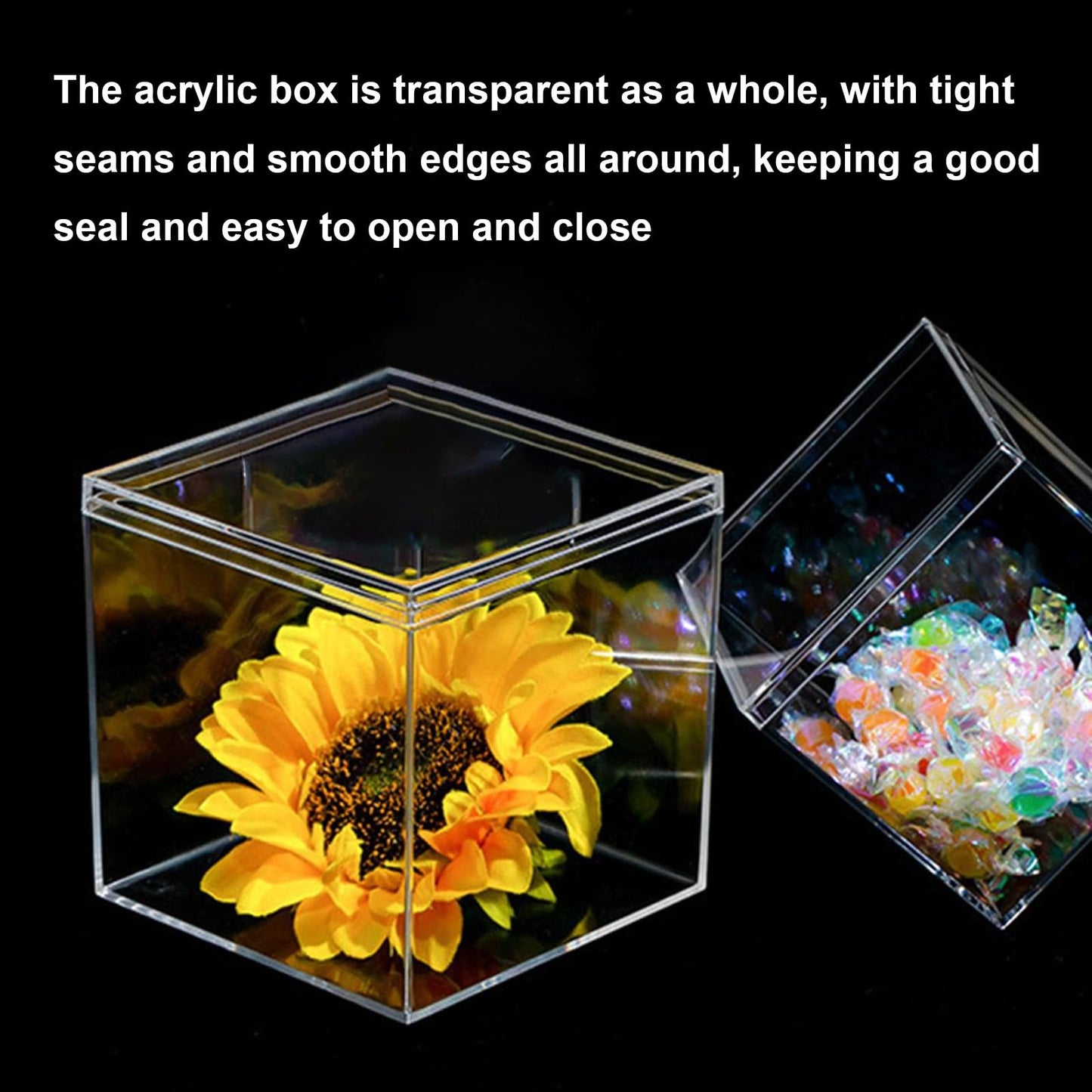 LIDSCURA 24 Pack 2''x2''x2'' Acrylic Box with Lids for Storage Display, Acrylic Cube Containers for Halloween Storage, Christmas Ornaments, for Candy Pill, Tiny Jewelry, Cosmetics, Party Favor