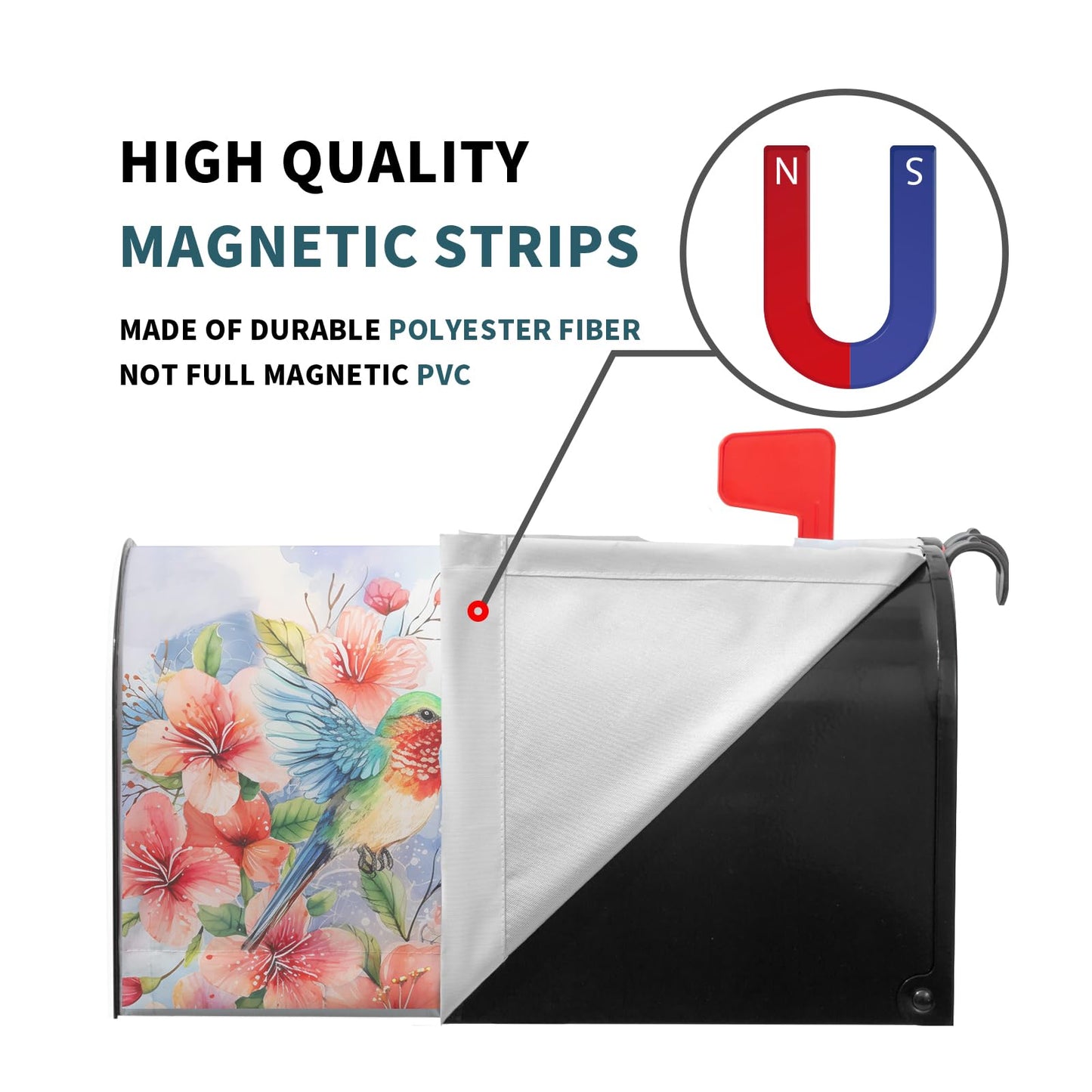 Spring Summer Flowers Mailbox Covers Magnetic Large Size 25x21 Inch Spring Cherry Blossom Mailbox Cover Hummingbirds Mailbox Wraps Post Letter Box Cover Decoration for Home Garden Yard Outdoor Outside