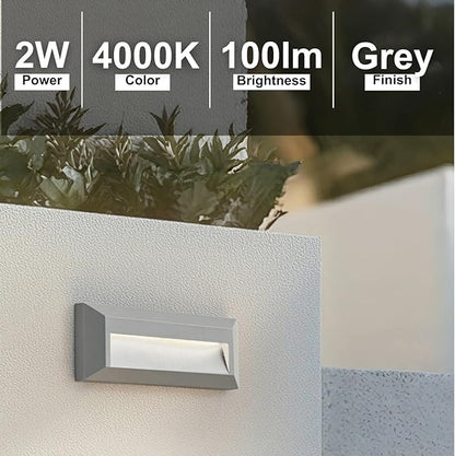 ZONK LED Outdoor Indoor Stair Lights, Line Voltage 110-240V 2W Landscape Pathway Step Light, 9Inch Non-dimmable 4000K IP65 Waterproof Stairway Lighting, Deck Lights, Retaining Wall Lights, 3 Pack