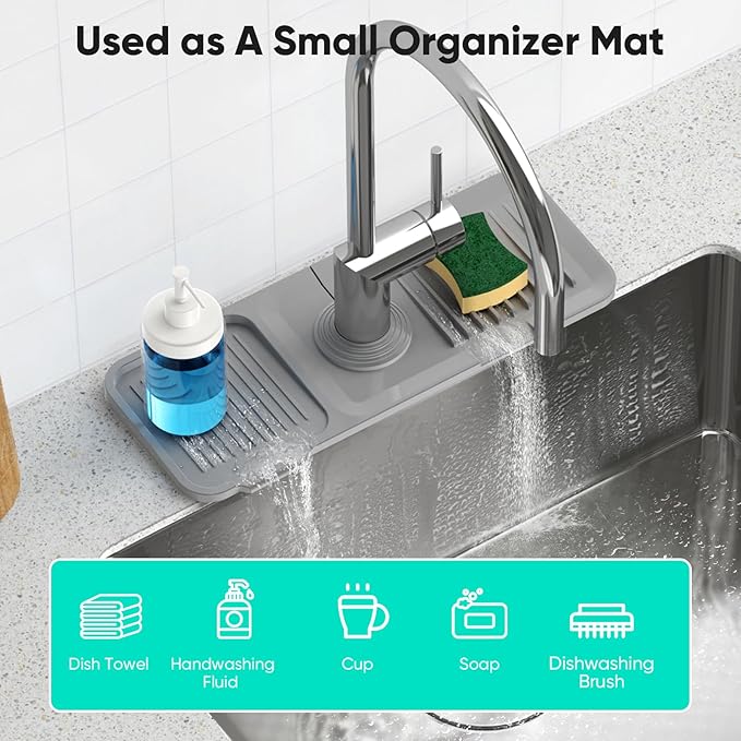 14.6'' Faucet Mat for Kitchen Sink Kitchen Sink Splash Guard Silicone Kitchen