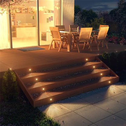 FVTLED LED Deck Lights Set, 30pcs Φ1.22 Low Voltage Waterproof Recessed Deck Lamp Warm White LED In-ground Lighting Outdoor Garden Yard Pathway Patio Step Stairs Decor