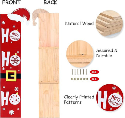 HOMCDALY Wooden Santa Welcome Sign for Front Porch and Door, Outdoor Christmas Porch Decor and Farmhouse Decorations (47in)