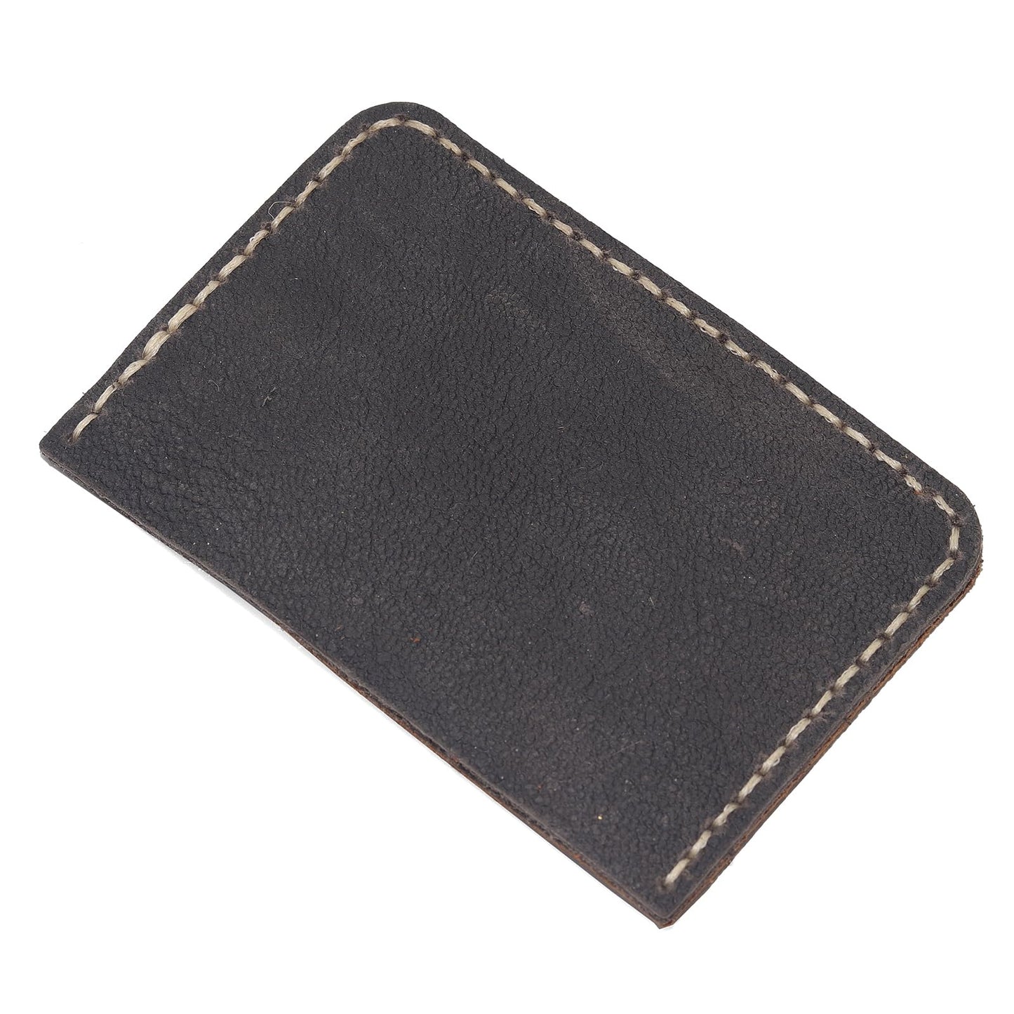 Handmade Genuine Leather Slim Front Pocket Wallet for Men & Women - Ultra Thin Minimalist Card Holder with Cash Slot (4.2×2.8×0.1 inches) - Brown & Black Contrast Design, Perfect Everyday Carry & Gift
