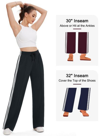 Tapata Women's 30" Inseam Regular Track Pants Loose Straight Leg Jogging Sweatpants Warm-Up Sports Athletic Running, Black, S