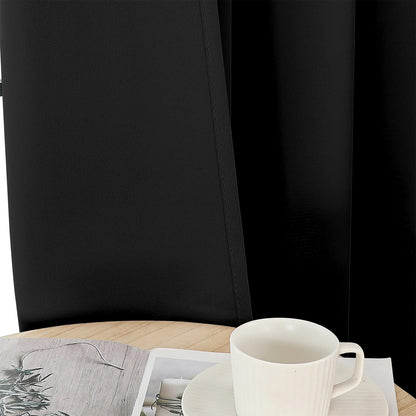 Joydeco Blackout Curtains 84 Inch Length 2 Panels Set, Thermal Insulated Long Curtains& Drapes 2 Burg, Room Darkening Grommet Drapes for Bedroom Living Room Window (Black, W52 x L84 Inch)