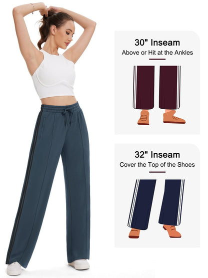 Tapata Women's 32" Inseam Long Track Pants Loose Straight Leg Jogging Sweatpants Warm-Up Sports Athletic Running, Dark Grey, S