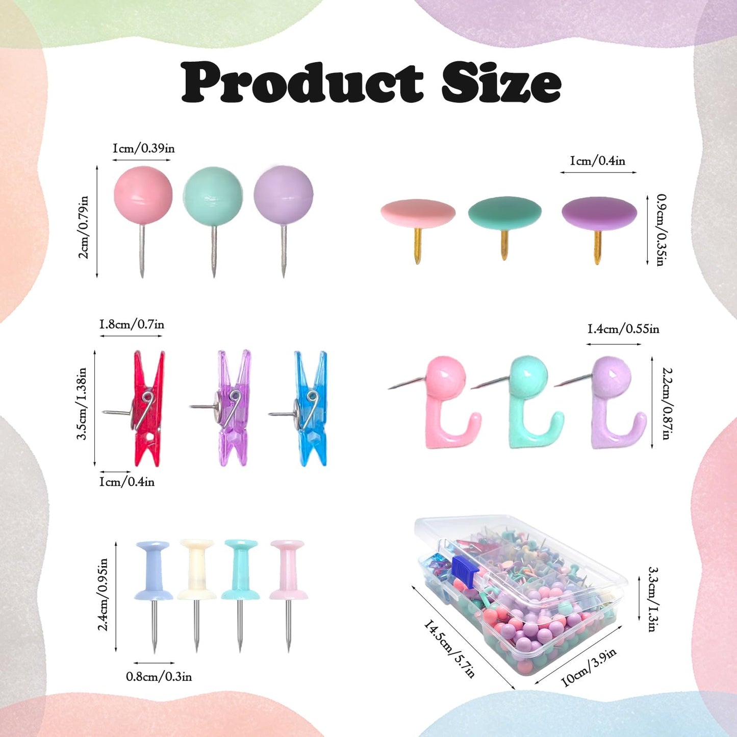 Push Pins Set,Thumb Tacks 305 Pcs Colourful Decorative Push Pins, Thumbtacks Use for Cork Board,Bulletin Board,Office,Maps, Photo Walls,DIY Decorations, Kitchen Reminders, Exhibition Setups