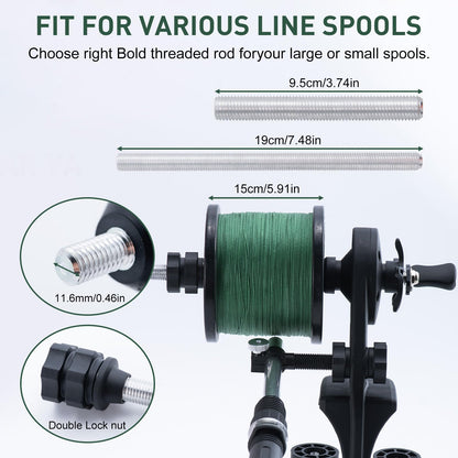 Goture Fishing Line Spooler for Fishing Reel, Available in Two Lengths Fishing Reel Line Spooler, Fits Spools up to 5.9 in Fishing Spooler, Adjustable Friction Machine Spooling Station System