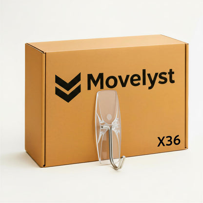 MOVELYST Medium Clear Wall Hooks, 36 Hooks+48 Removable Strips, Wire Hooks with Adhesive Strips Damage-Free, Utility Hooks Heavy Duty, No Tools Wall Hooks for Hanging, Value Pack