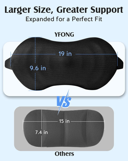 YFONG Lumbar Support Pillow for Car & Office Chair, Memory Foam Back Cushion with Adjustable Straps Non-Slip, Firm Support for Lower Back Pain Relief, Black