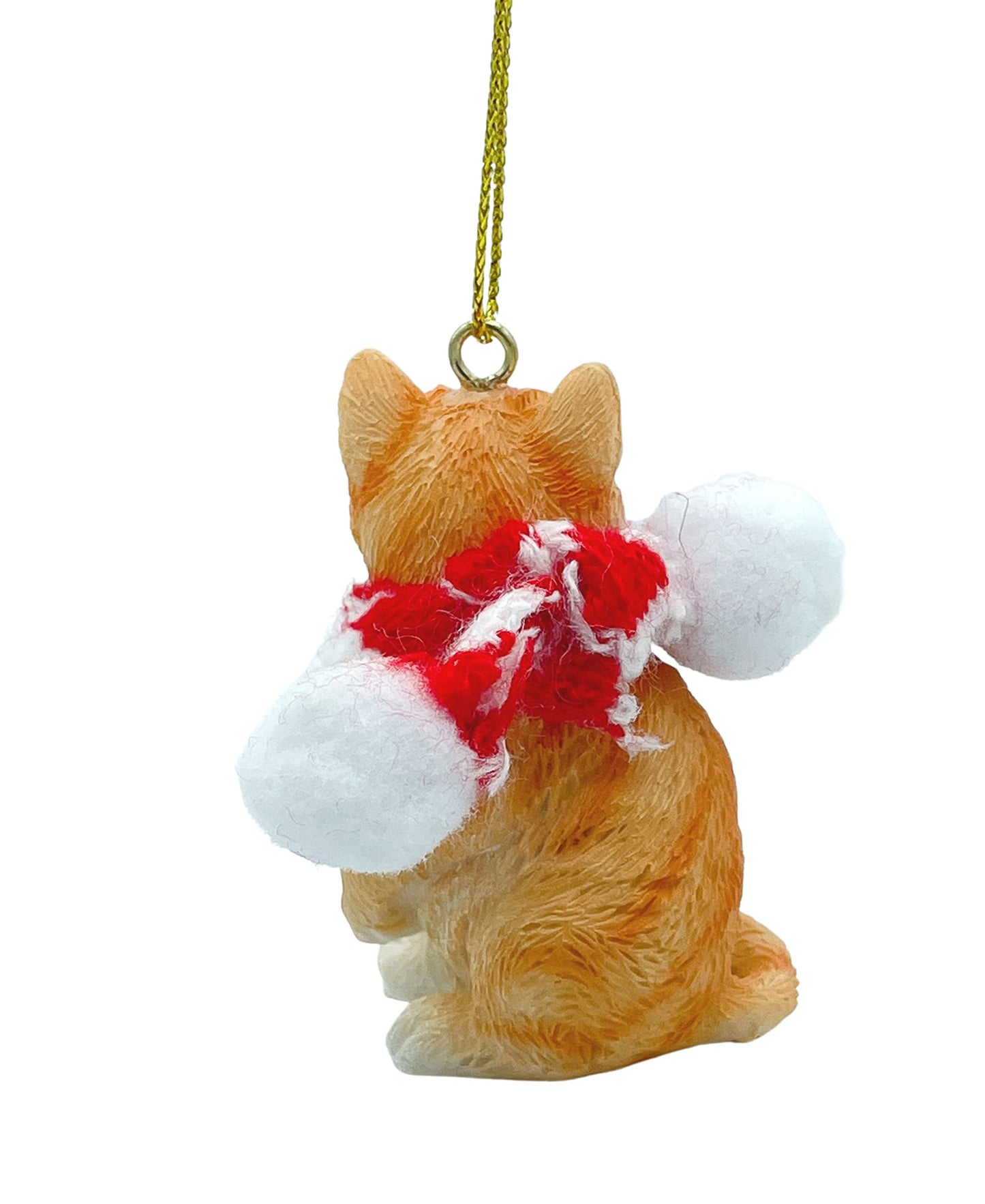 Orange Cat Tabby Shorthaired Kitty Christmas Tree Ornament with Candy Cane Scarf
