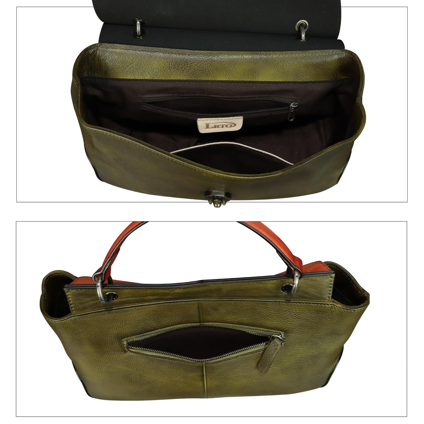 Genuine Leather Handbag Satchel for Women Retro Leather Crossbody Bag Pouch Vintage Ladies Handbag Purse (GreenRF)