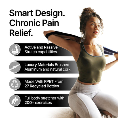CastleFlexx Mobility and Full Body Strengthening Device | Non-Elastic Stretch Strap with Natural Premium Cork Handles for Stretching, Exercise, Physical Therapy, and Yoga
