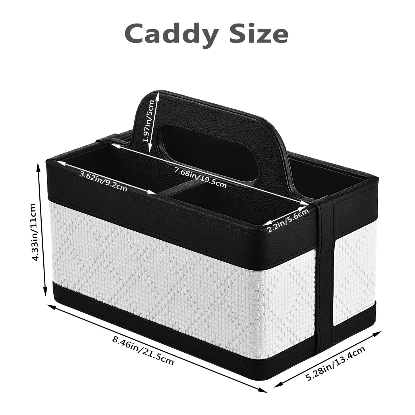 RHCSZ Desk Organizer Caddy with Handle-Portable PU Leather Remote Control Holder-Nightstand Dresser Tote Storage for Sunglasses,Comb,Small iPad,Pen,Heater Controllers,Cosmetics and Office Supplies