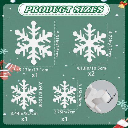 5Pcs Snowflake Christmas Table Decorations, White Distressed Wooden Snowflakes Tabletop Christmas Centerpieces Winter Farmhouse Tiered Tray Decor for Xmas Holiday Party Supplies Home Mantel Decor