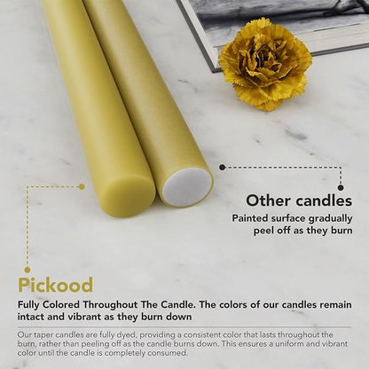 10-Inch Tall Dripless Taper Candles Set of 4 - Sage Green Tapered Candles, Perfect for Spring - Smokeless, Unscented, Long Burning - Hand Poured, Colored Tall Candlesticks - Verde salvia