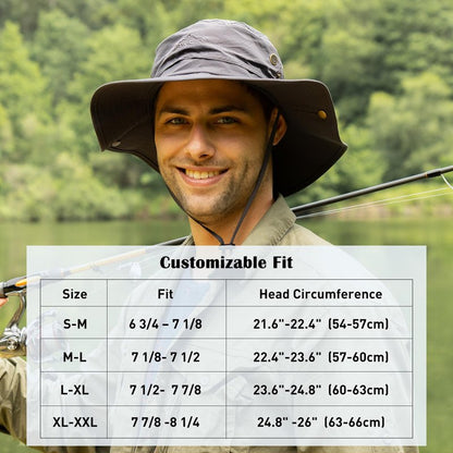 Comhats UPF 50 Sun Hats for Men Wide Brim Summer Safari Fishing Hiking Boonie Waterproof Camo Army Green X-Large XX-Large XL XXL Oversized