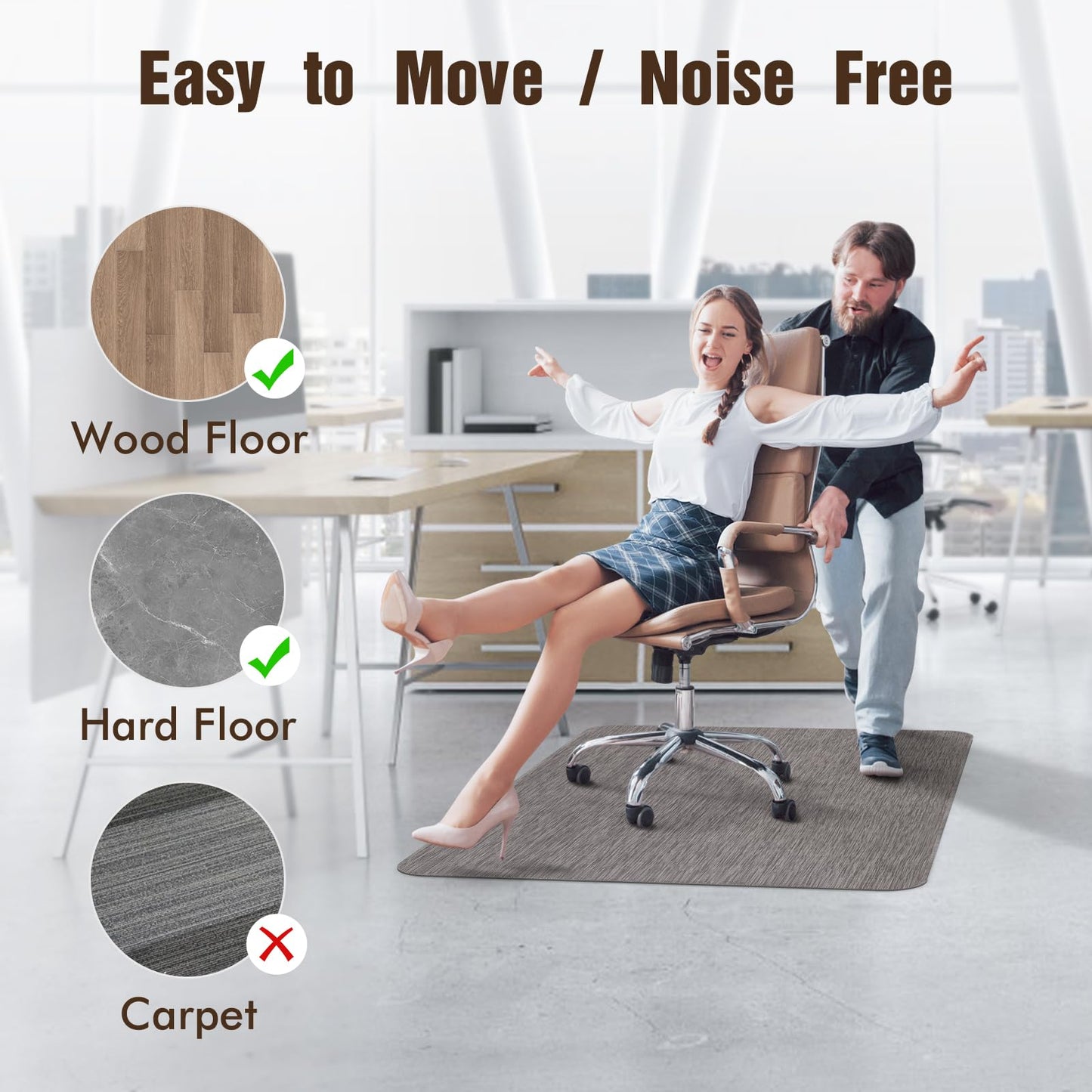 Blvornl Office Chair Mat for Hardwood Floor, 36" x 48" Desk Computer Chair Mat for Hard Wood and Tile Floor, Large Anti-Slip Hard Floor Protector Rolling Chair Mat, PVC Mat Desk Rug for Office Home