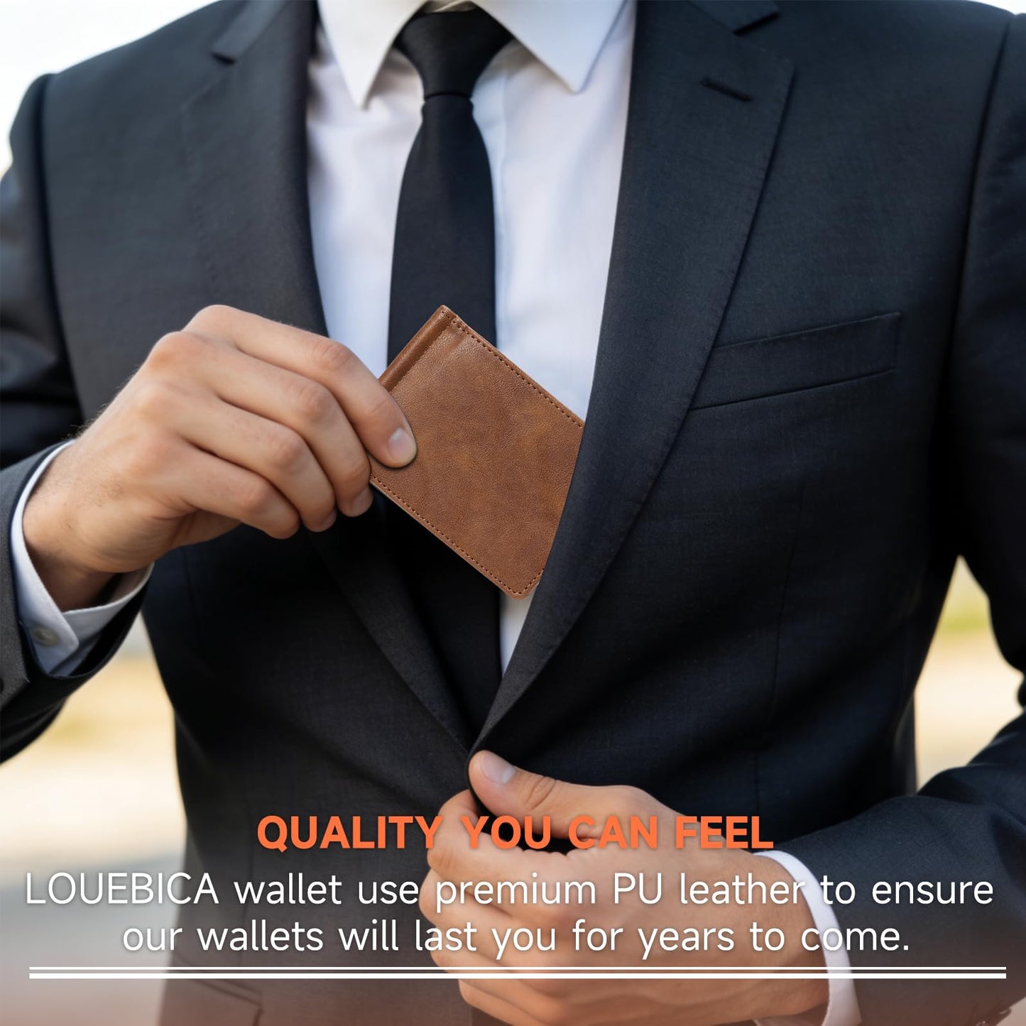 LOUEBICA Slim Wallets for Men with Money Clip RFID Blocking Front Pocket Wallet Thin Bifold Card Holder Wallet with Coin Pocket