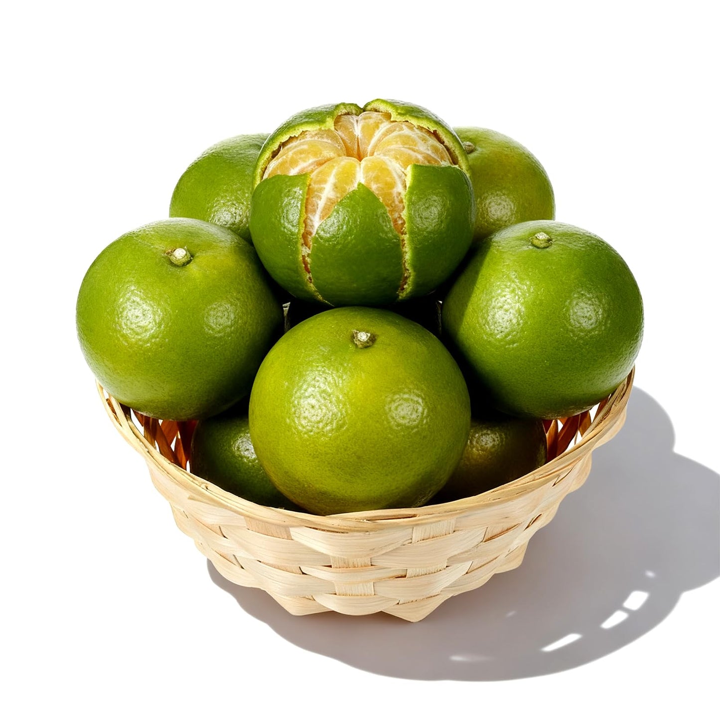 Ckhoid 10Pcs Round Gift Baskets, 8 Inch Natural Bamboo Woven Fruit Basket, Small Wicker Bread Roll Serving Basket, Handwoven Food Storage Serving Baskets for Kitchen, Restaurant