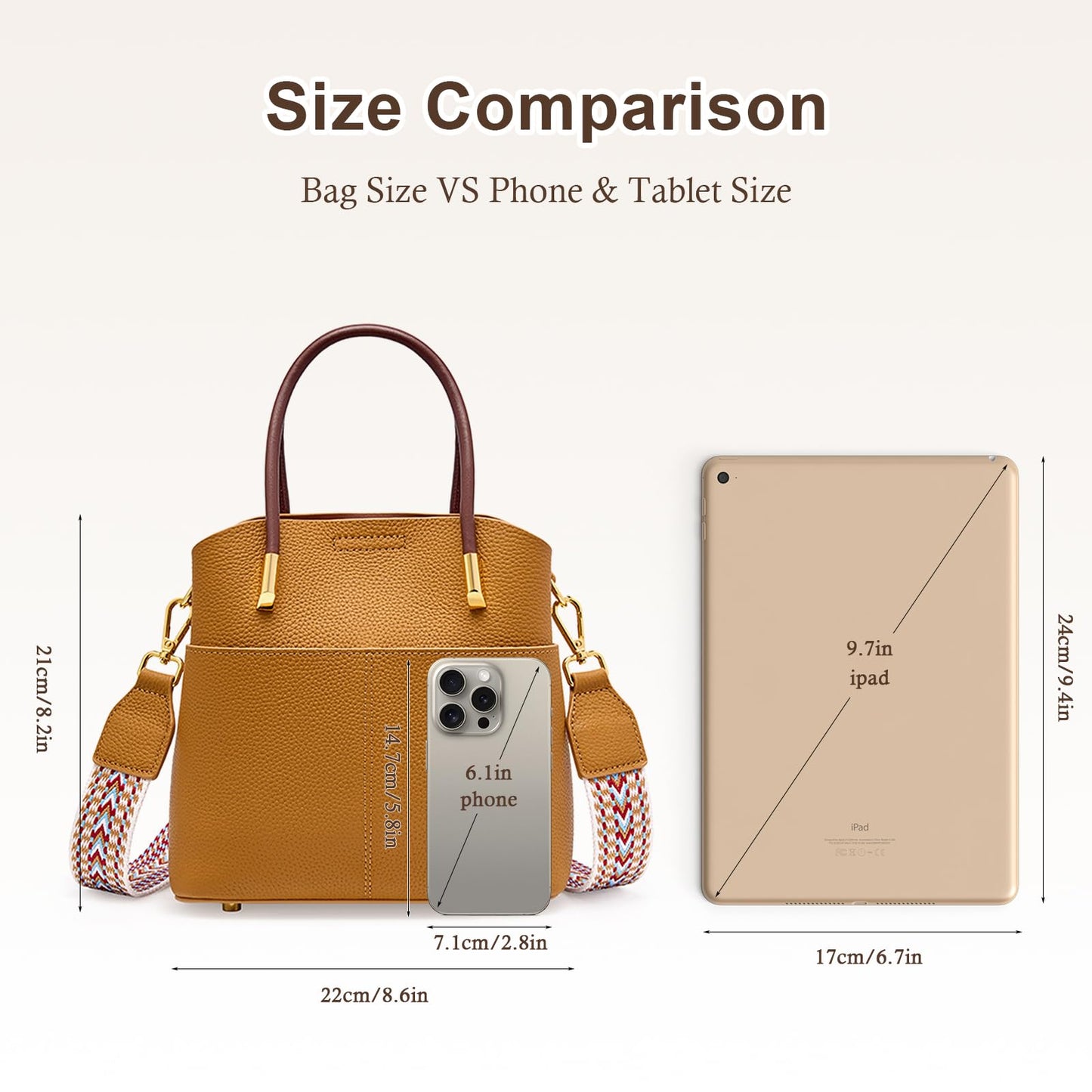 MFFOR Genuine Leather Crossbody Purses and Handbags for Women, Tote Shoulder Purse Bucket Handbag, Top Handle Satchel (Orange