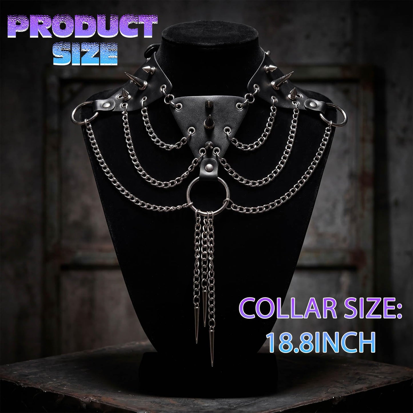 ELABEST Punk Rivet Black Leather Choker Necklace Women Gothic Spike Studded Collar Rock Streetwear Jewelry Accessory