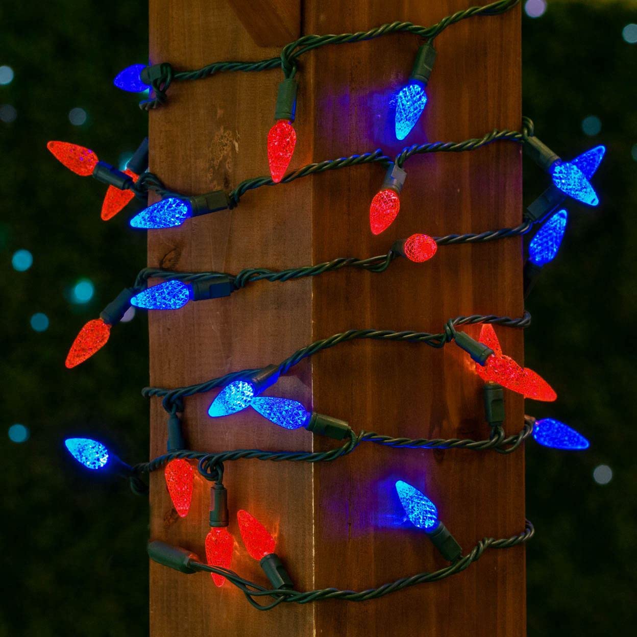 Novelty Lights 24FT 70 LED C6 LED Christmas String Lights, Outdoor Christmas Tree Commercial Grade LED String Lights, Permanent Christmas Lights Outdoor Tree Decorations Outdoor (Red/Blue)