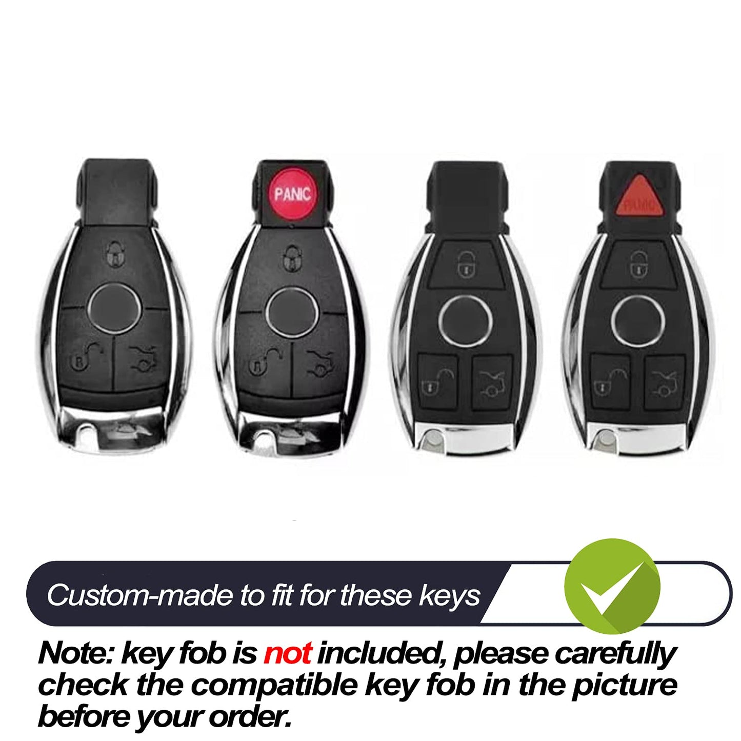 MECHCOS Compatible with Mercedes Benz C E S M CLS CLK G GL Class Smart 3 or 4 Buttons Leather Keyless Entry Remote Control Key Fob Cover Case Protector Accessories, Black