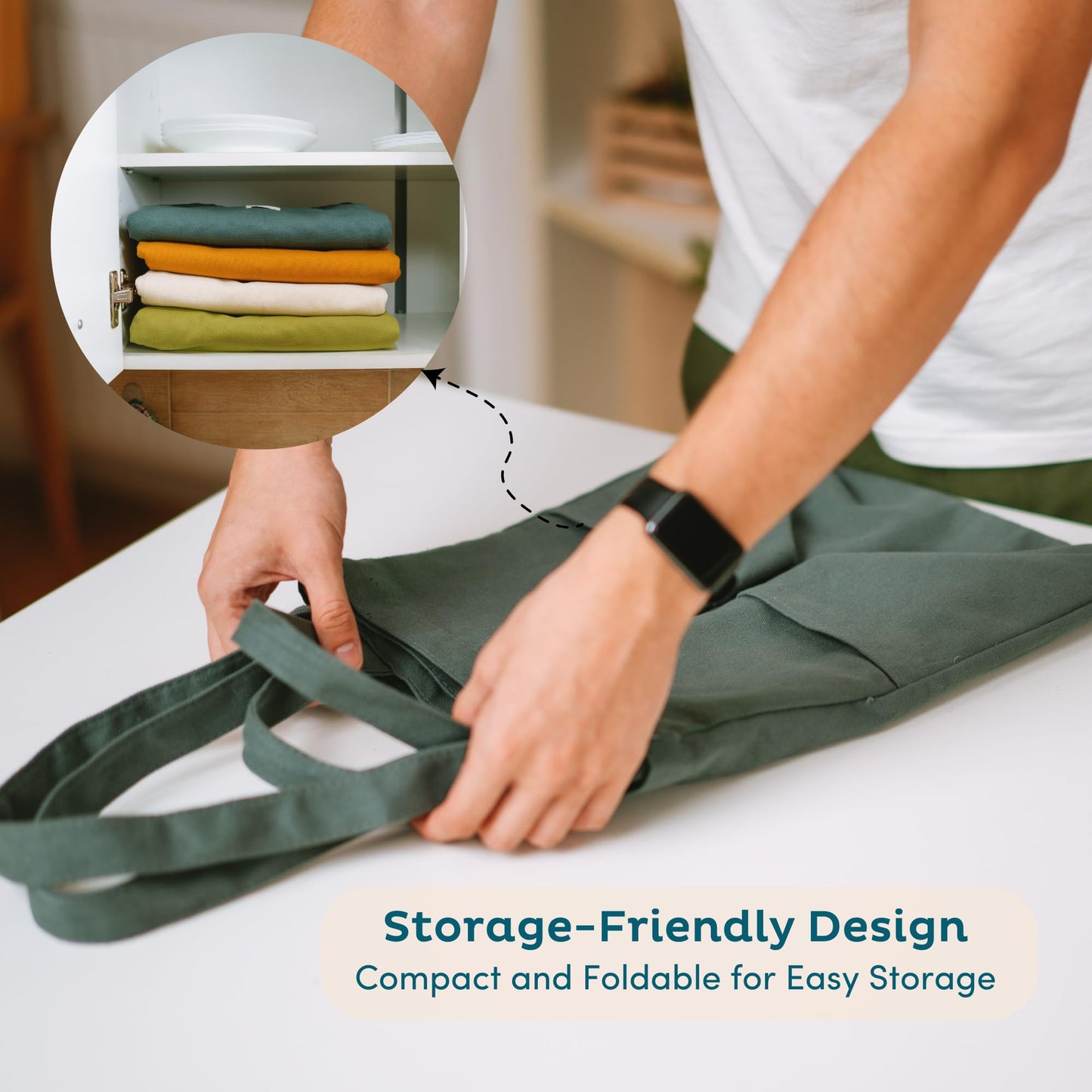 Nook Theory 3-Pack Reusable Grocery Bags - Heavy Duty, Large 12 Oz Cotton Canvas Reusable Shopping Bags With Pockets, 100% Cotton Cloth Grocery Totes, Foldable Multi Compartment (Ocean)
