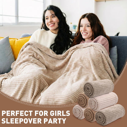 Buryeah 50 x 60 Inches Fleece Throw Blanket Soft Cute Warm Plush Flannel Fluffy Blankets for Wedding Sofa Couch Bed Seasons Employee Appreciation Gifts Bulk(Dark-Brown, Brown, Light Brown,6 Pack)