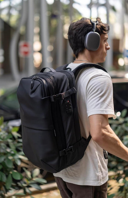 Vortex Vacuum Seal Travel Backpack 60L Exapandable Air Compression System Water Resistant TSA Lock Carry-On Suitcase Luggage Black AERO - Vacuum Pump Included