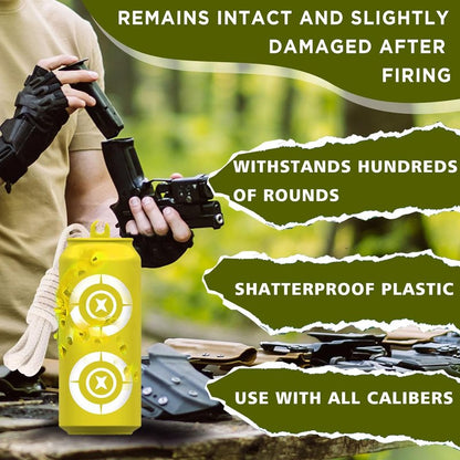 Shatterproof Bottle Shooting Targets - 6 Pack Plastic Bottles with Rope & Foldable Funnel | Colorful Firearm Practice Targets for Indoor & Outdoor Use