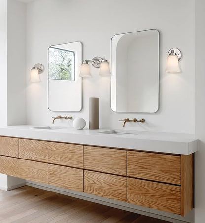 XiNBEi Lighting Bathroom Vanity Light, Modern Wall Light with Glass, Brushed Nickel 2 Light Bath Bar Light XB-W1235-2-BN